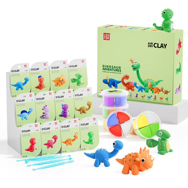 DinoClay | Modellare creativamente con i dinosauri – Set di argilla fai-da-te con 6 forme